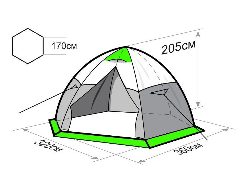Палатка Лотос 5У Шторм, серо-салатовый