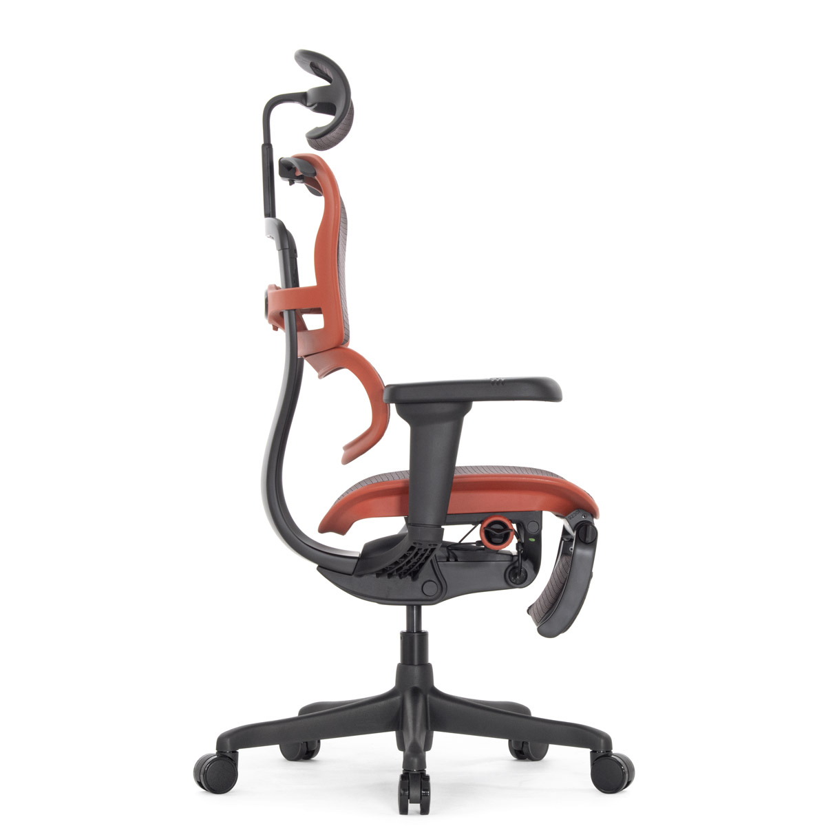 Геймерское кресло Falto Ergohuman 2 Ultra Game с подножкой (наклон вперёд, сетка, чёрный с красным)