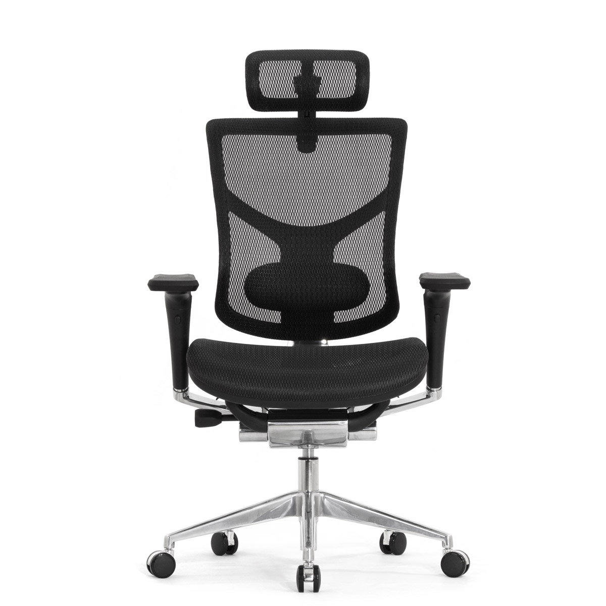 Эргономичное кресло Falto Star Office Ergo 2 (2D поясничный упор, 5D подголовник, сетка, ткань, чёрный)