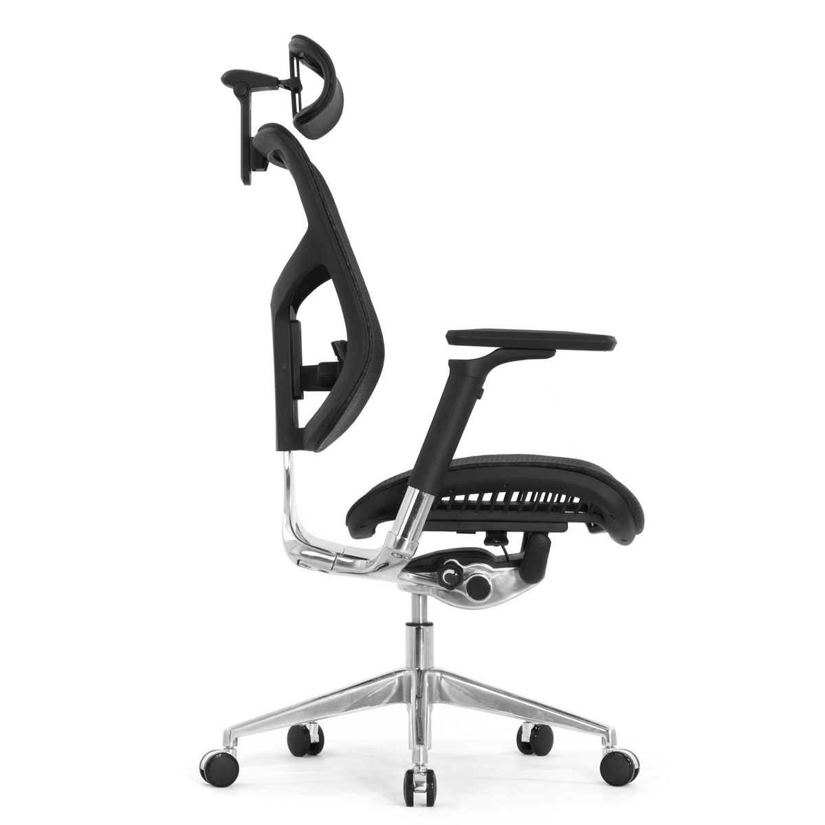 Эргономичное кресло Falto Star Office Ergo 2 (2D поясничный упор, 5D подголовник, сетка, ткань, чёрный)