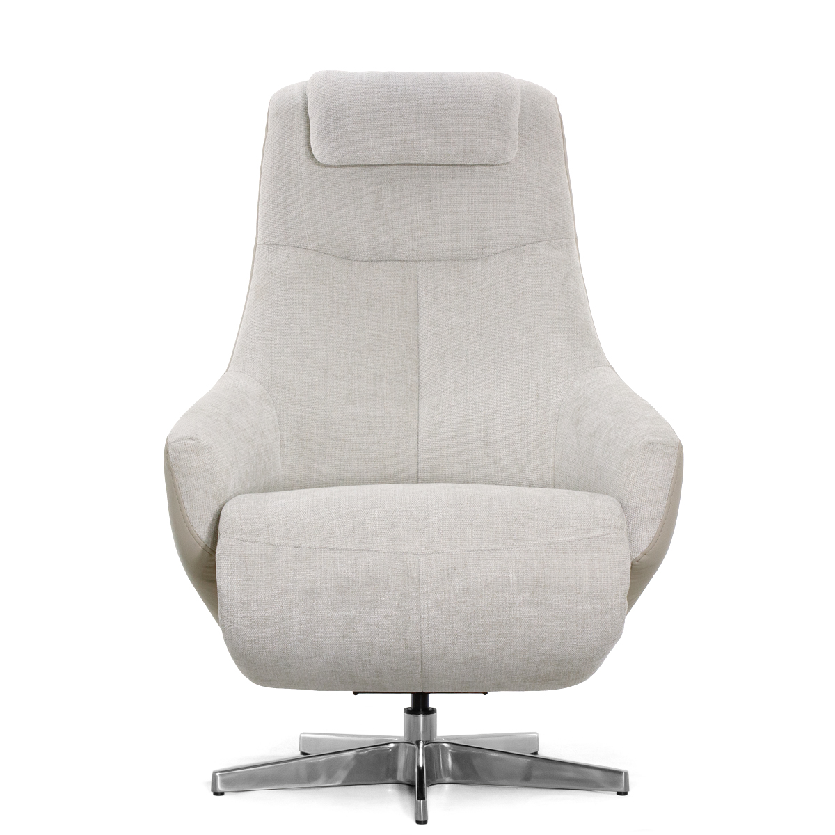 Кресло-реклайнер Falto Live (3 мотора, поясничный упор, шенилл, натуральная кожа, светлый)