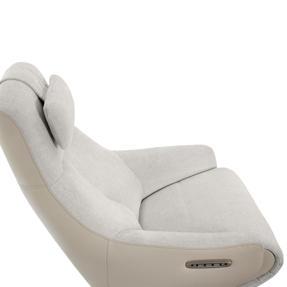 Кресло-реклайнер Falto Live (3 мотора, поясничный упор, шенилл, натуральная кожа, светлый)