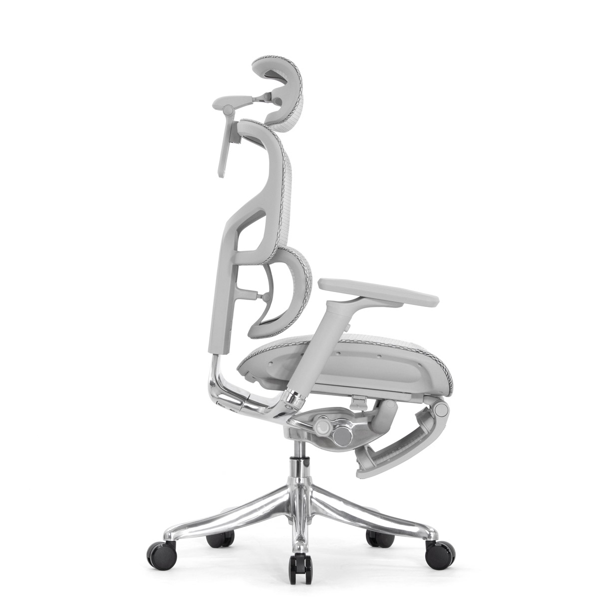 Эргономичное кресло Falto Pro 2 с подножкой (3D поясничный упор, подголовник 4D, каркас серый, белый)