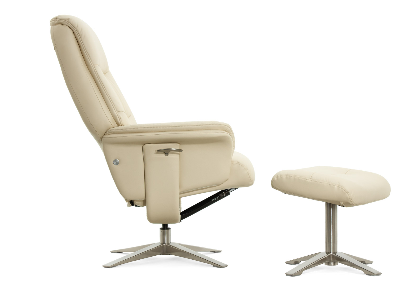 Кресло-реклайнер Falto Boss (оттоманка, натуральная кожа, бежевый)