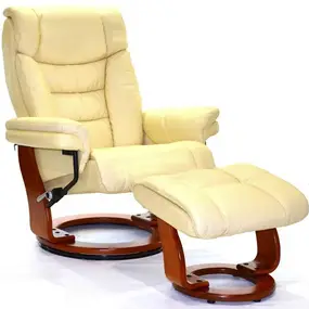 Кресло-реклайнер Relax Zuel (оттоманка, натуральная кожа, бежевый)
