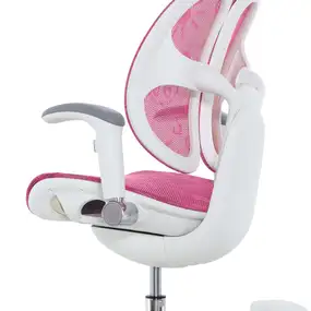 Детское эргономичное кресло Falto ORTO (корсетная спинка, слайдер, подлокотники 3D, сетка, розовый)