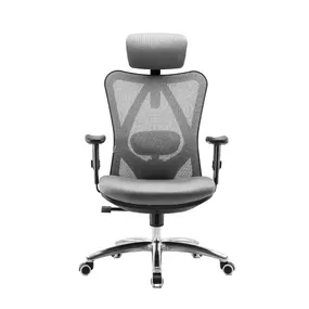 Эргономичное кресло Falto Viva (2D поясничный упор, сетка, ткань, каркас чёрный, серый)
