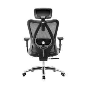Эргономичное кресло Falto Viva (2D поясничный упор, сетка, ткань, каркас чёрный, серый)