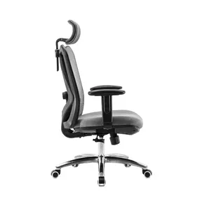 Эргономичное кресло Falto Viva (2D поясничный упор, сетка, ткань, каркас чёрный, серый)
