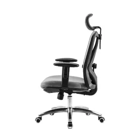 Эргономичное кресло Falto Viva (2D поясничный упор, сетка, ткань, каркас чёрный, серый)