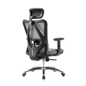 Эргономичное кресло Falto Viva (2D поясничный упор, сетка, ткань, каркас чёрный, серый)