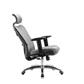 Эргономичное кресло Falto Viva (2D поясничный упор, сетка, ткань, каркас чёрный, серый)