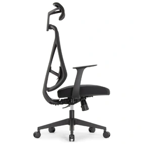 Эргономичное кресло Falto Kuraj (поясничный упор, сетка, ткань, чёрный)