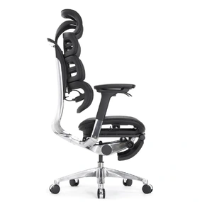 Эргономичное кресло Falto Evolution с подножкой (тихие вставки, управление на подлокотниках, сетка, чёрный)