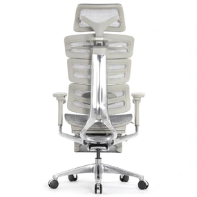 Эргономичное кресло Falto Evolution с подножкой (тихие вставки, управление на подлокотниках, сетка, серый)
