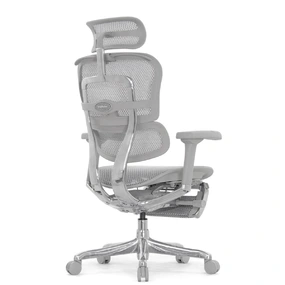 Эргономичное кресло Falto Ergohuman 2 Elite с подножкой (алюминий, наклон вперёд, сетка, серый)
