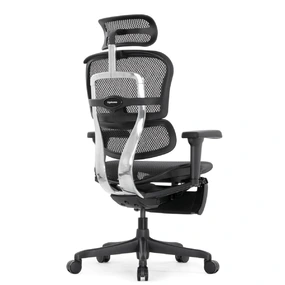 Эргономичное кресло Falto Ergohuman 2 Elite с подножкой (алюминий, наклон вперёд, сетка, чёрный)