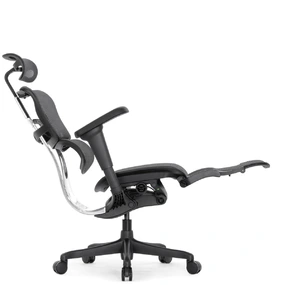 Эргономичное кресло Falto Ergohuman 2 Elite с подножкой (алюминий, наклон вперёд, сетка, чёрный)