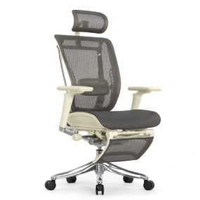 Эргономичное кресло Falto Spring 2 с подножкой (поясничный валик, подлокотники 6D (360), сетка, светлый)