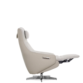 Кресло-реклайнер Falto Live (3 мотора, поясничный упор, шенилл, натуральная кожа, светлый)