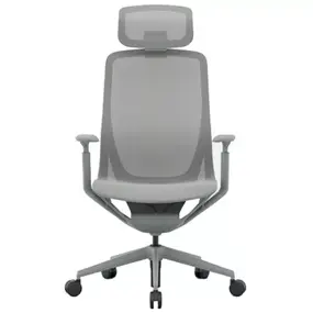 Эргономичное кресло Aria с подголовником сетка, светло-серое