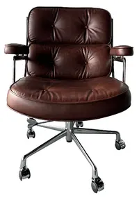 Эргономичное кресло Eames Lobby Chair ES104, состаренная коричневая кожа Premium EU Version